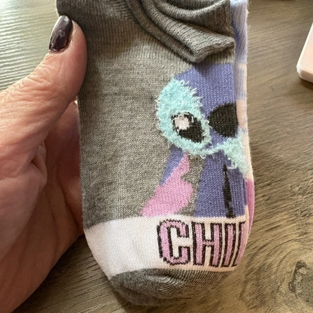 Chill Gray and Purple Kids Socks